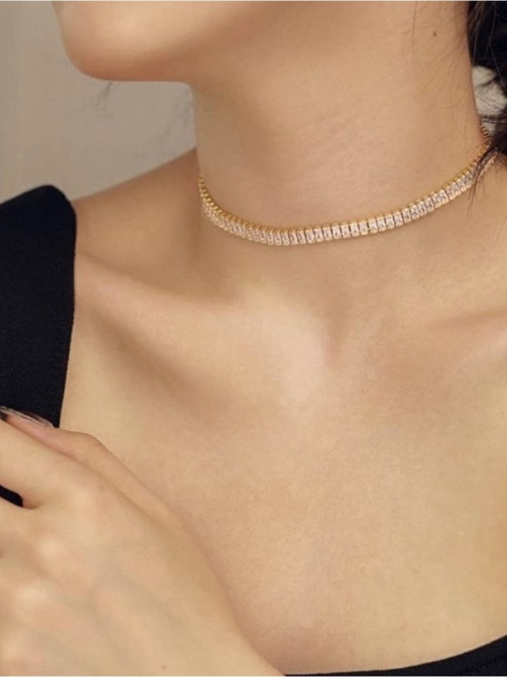 Elegant Gold Crystal Choker Necklace - Women Jewelry Necklaces - Picture 2 of 4